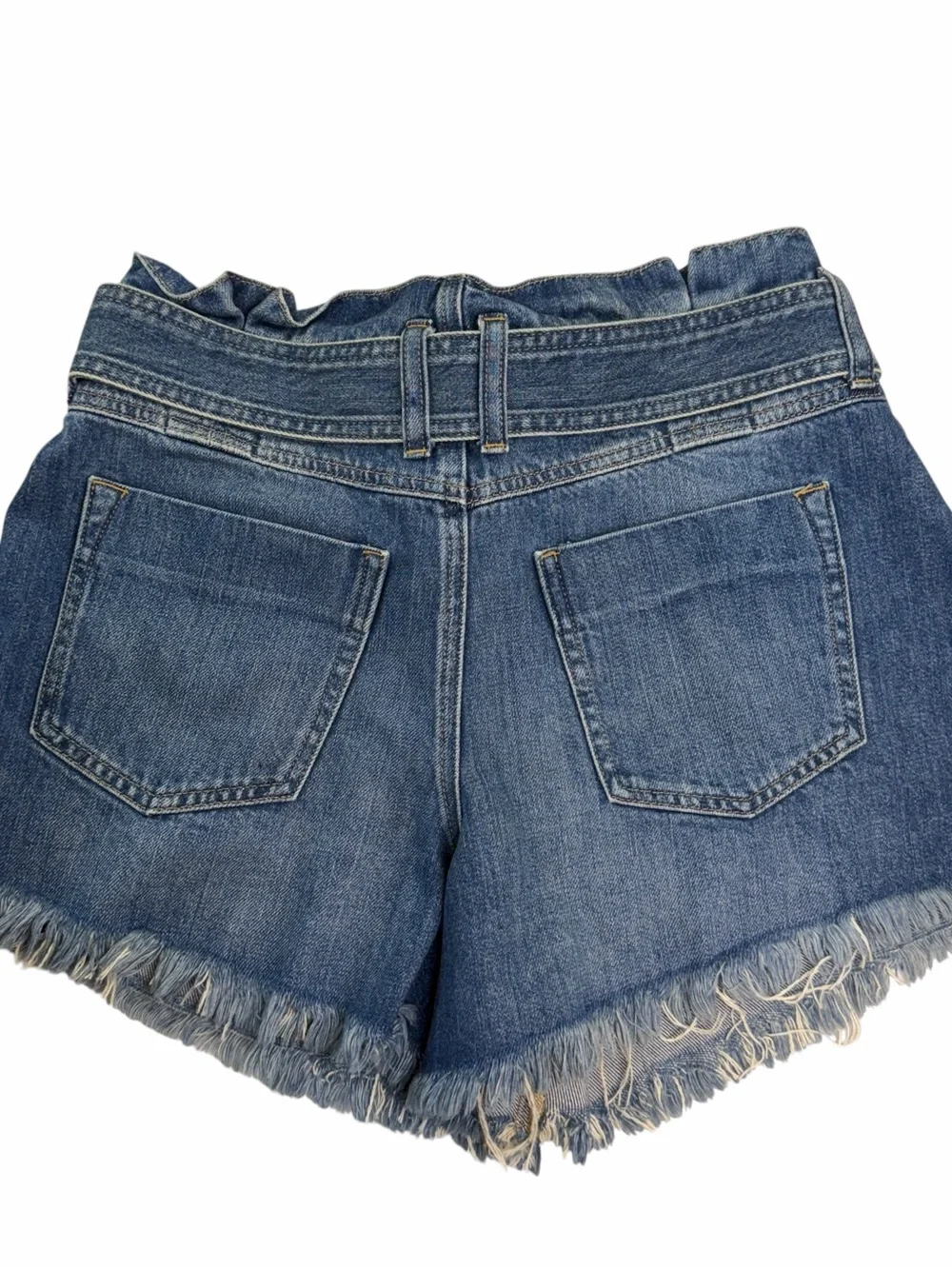Free People We The Free Indigo Blue Paperbag Denim Shorts with Belt - Picture 4 of 5